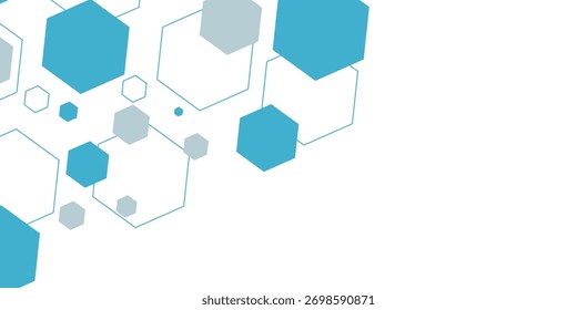 Abstract blue hexagon banner background. 