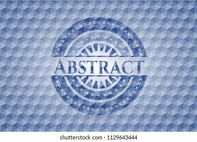 Abstract blue hexagon emblem.