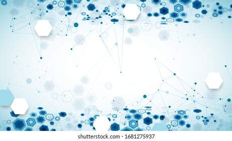 Abstract blue hexagon futuristic background for design works.
