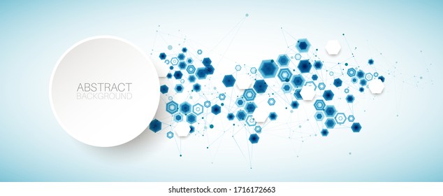 Abstract blue hexagon futuristic background for design works. Science and technology. 