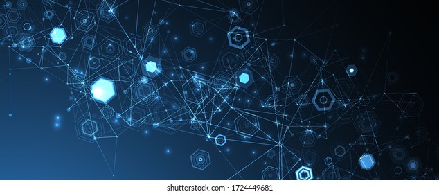 Abstract blue hexagon futuristic background for design works. Science and technology. 
