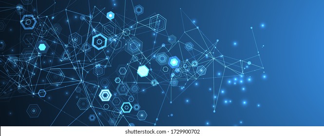 Abstract blue hexagon futuristic background for design works. Science and technology. 