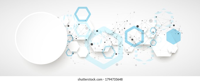 Abstract blue hexagon futuristic background for design works. Science and technology.