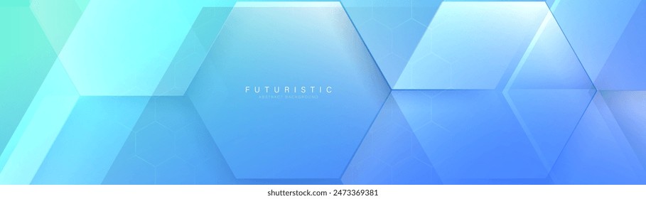 Abstract blue hexagon geometric background. Futuristic digital hi-technology banner. Healthcare background. Vector
