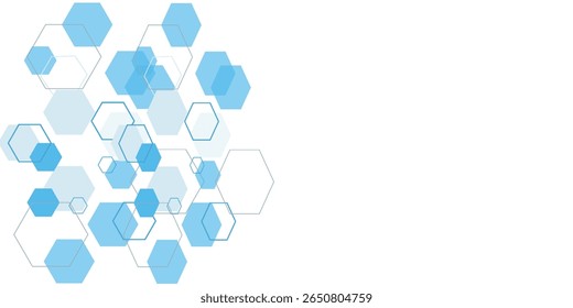 Hexágono azul abstrato e fundo de banner hexagonal.