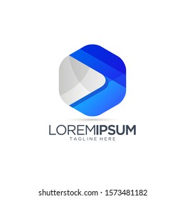 Abstract Blue Hexagon Logo Vector Template