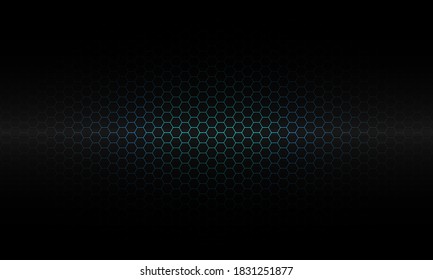 Abstract blue hexagon mesh pattern light on black luxury technology background texture vector illustration.