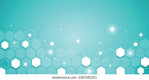 Abstract blue hexagon pattern background. Medical and science concept and health care icon pattern editable Free Vector Image