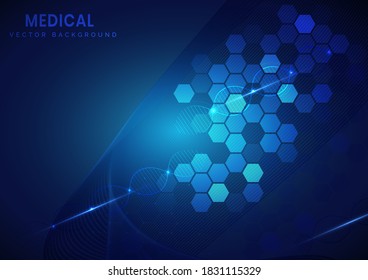 Abstract blue hexagon pattern background.Medical and science concept and health care. You can use for ad, poster, template, business presentation. Vector illustration  