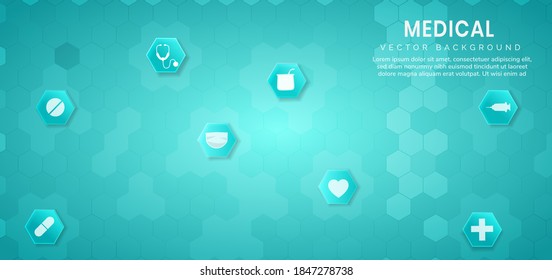 Abstract blue hexagon pattern background.Medical and science concept and health care icon pattern. You can use for ad, poster, template, business presentation. Vector illustration  