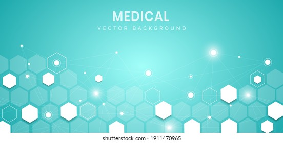 Abstract blue hexagon pattern background.Medical and science concept and health care icon pattern. You can use for ad, poster, template, business presentation. Vector illustration  