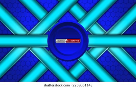 Abstrakter blauer Hexagon-Musterrahmen auf dunklem Hintergrund