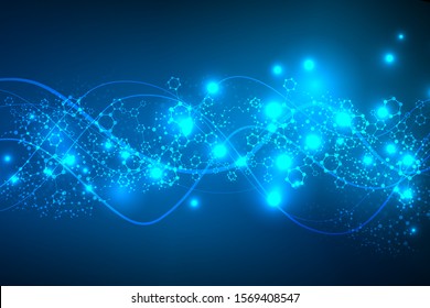 Abstract blue hexagon pattern. Technology hexagons structure or molecular connect elements. Vector illustration.