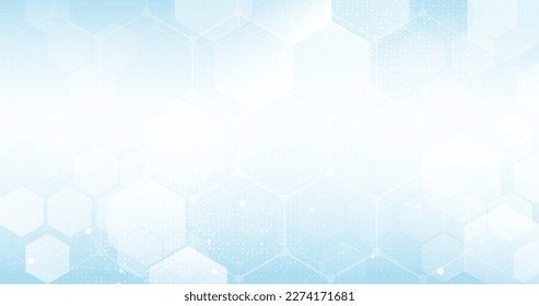 Abstract blue hexagon shape with science and health care concept background. Vector illustration