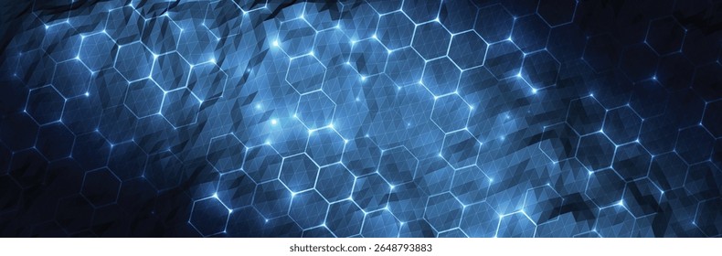 Abstract Blue Hexagon Technology Background Vector Illustration