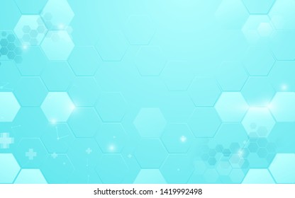 Abstract blue hexagon technology with medical and science concept