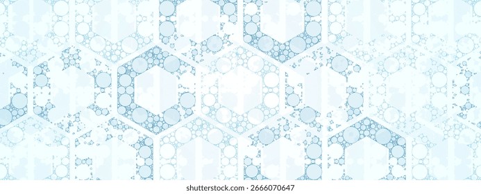 Vector hexagonal azul Abstractas con encaje circular caótico. Fondo de malla geométrica para carteles modernos, Anuncios, cubiertas, volantes y proyectos digitales. Elemento de diseño decorativo y elegante