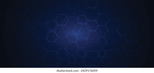 Abstract blue hexagonal background for futuristic digital hi-tech communication innovation design.