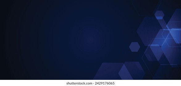 Fondo hexagonal azul abstracto para el diseño futurista de la innovación de la comunicación digital de alta tecnología.