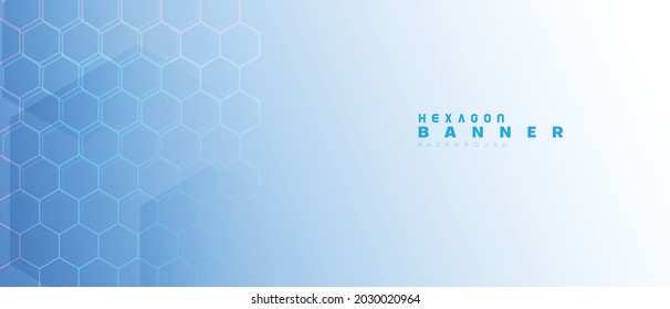 abstract blue hexagonal banner background with copy space