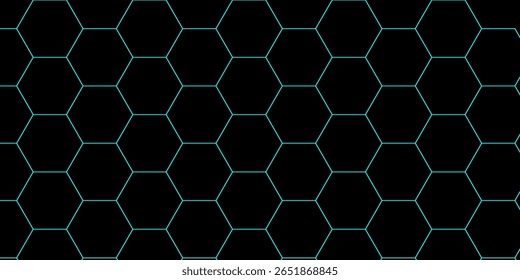 Abstract Blue Hexagonal Grid Pattern on a Black Background