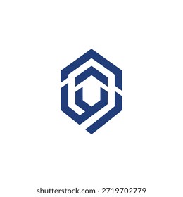 Icono de logotipo hexagonal azul Abstractas con Formas geométricas internas para la innovación tecnológica Conexión Seguridad Negocio