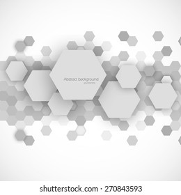 Abstract blue hexagons background in gray color vector illustration