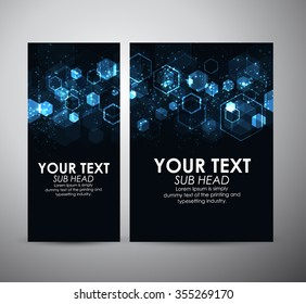 Abstract blue hexagons. Graphic resources design template or roll up. 