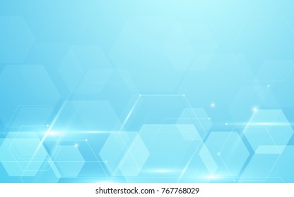 Abstract blue hexagons hi tech technology concept background. Space for your text