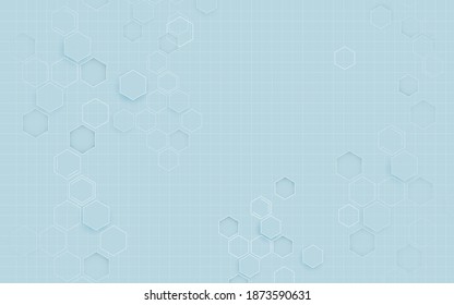 Abstrakte blaue Hexagons Technologie futuristische medizinische Gesundheitsversorgung und Wissenschaftskonzept. Vektorgrafik