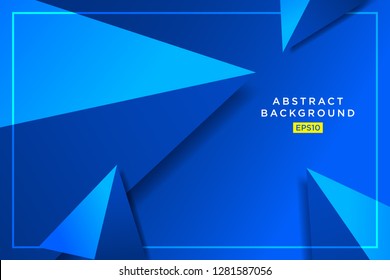 Abstract blue hipster futuristic graphic Background with shadow. 3D Triangles. Modern Wallpaper. Vector illustration EPS10