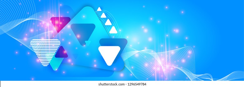 Abstract Blue Hipster Technological Hexagonal Background Equalizer Speaking Motion Sound, wave of blurred lights. Fashion Vector Design Hexagonal Dynamic Forms Pattern Vector Illustration