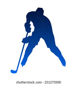 Abstract blue hockey player