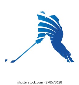 Abstract blue hockey player