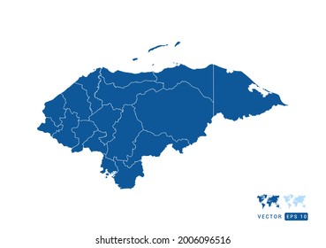 Abstract blue Honduras map vector on white background.