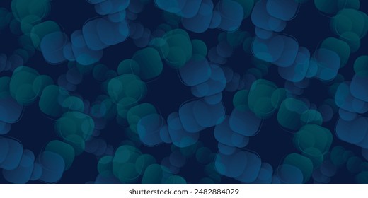 Abstract blue horizontal banner background with shining blue and green geometric square shapes. Suitable for headers, covers, presentations, companies, websites, vector illustration.