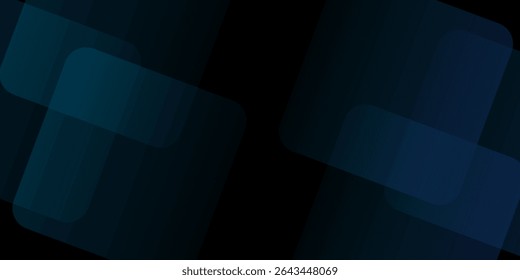Abstract blue horizontal banner background with glowing blue and green geometric square shapes. vector eps 10.