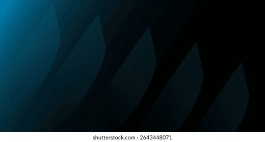 Abstrakter, blauer, horizontaler Banner-Hintergrund mit leuchtenden, blauen und grünen geometrischen quadratischen Formen. Vektor eps 10.
