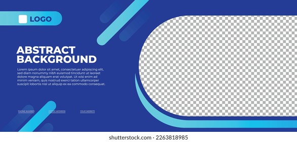 Abstract blue horizontal banner, modern business background template with copy space 