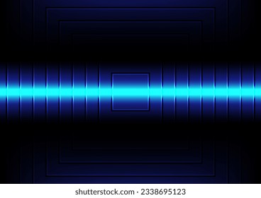 Abstract blue horizontal glowing neon light with multiple square background, Vector illustration, Hitech background