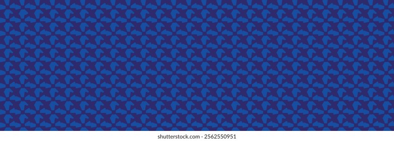 Abstract Blue House Pattern: Geometric Design Seamless Repeat