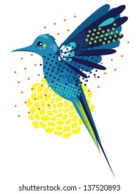 Abstract blue hummingbird