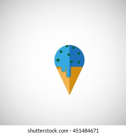 abstract blue ice cream on white background.