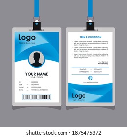 Resumen Diseño de tarjeta de identificación azul con elemento de fondo de malla borrosa, vector de plantilla de tarjeta de identidad profesional para empleados y otros