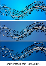 Abstract blue illustration with notes.