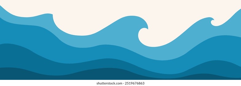 Abstract blue illustration on white background. Vector pattern. Art line ornament. Water Wave Logo abstract design