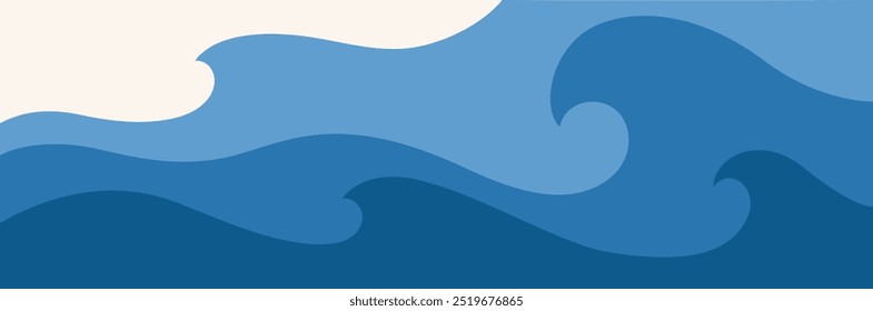Abstract blue illustration on white background. Vector pattern. Art line ornament. Water Wave Logo abstract design
