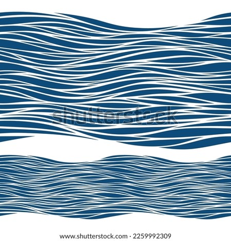 Abstract blue illustration on white background. Vector pattern. Art line ornament. Modern background design. Beautiful sea seamless vector background. 