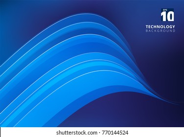 Abstract blue image that depicts technology with overlapping curve lines. Vector illustration
