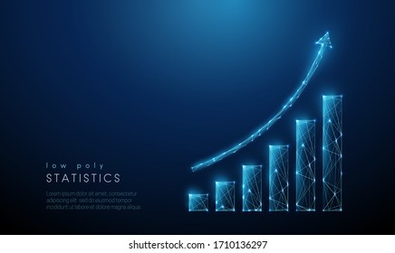 Abstract blue increasing chart. Low poly style design. Abstract geometric background. Wireframe light connection structure. Modern 3d graphic concept. Isolated vector illustration. svg